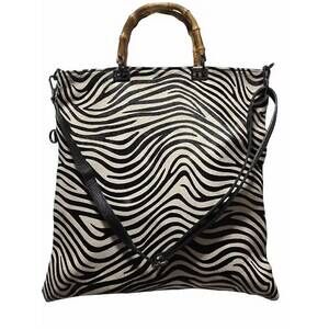 NEW CHARLIE LEATHER women's giorgia xl tote and over shoulder bag in baby zebra